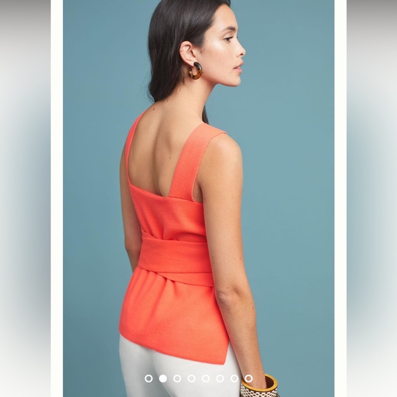 Anthropologie Neon Coral Sweater Multi-Way Tie Tank Small - Picture 3 of 7